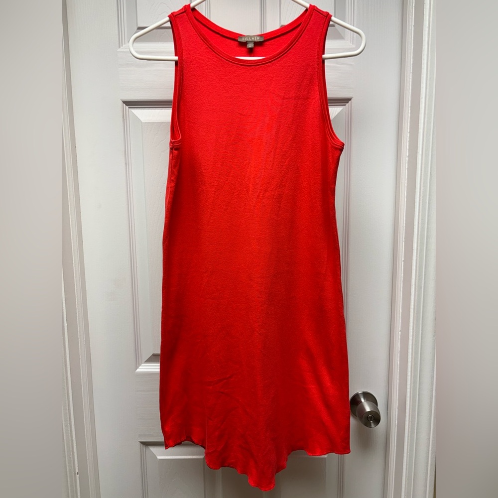 Lilla P Sleeveless Tank Dress – Red/Coral Orange – XS
